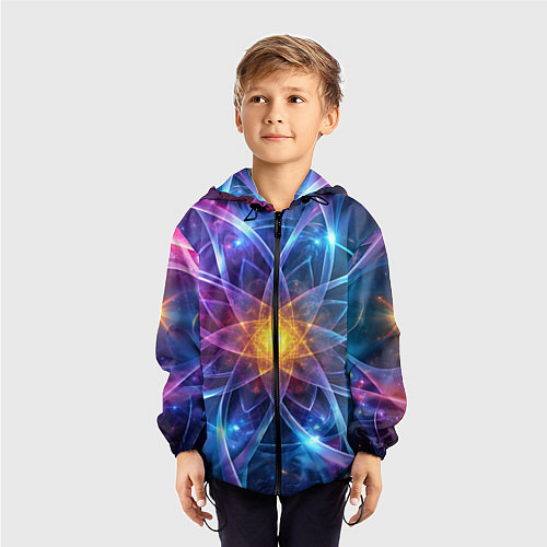 Детская ветровка Космический закрученный узор-лотос: энергия вселен / 3D-Черный – фото 3