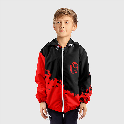 Детская ветровка Among us красные краски / 3D-Белый – фото 3