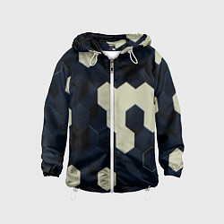 Ветровка с капюшоном детская Соты абстракция, цвет: 3D-белый