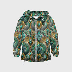 Детская ветровка Паттерн зеленые темные змеи