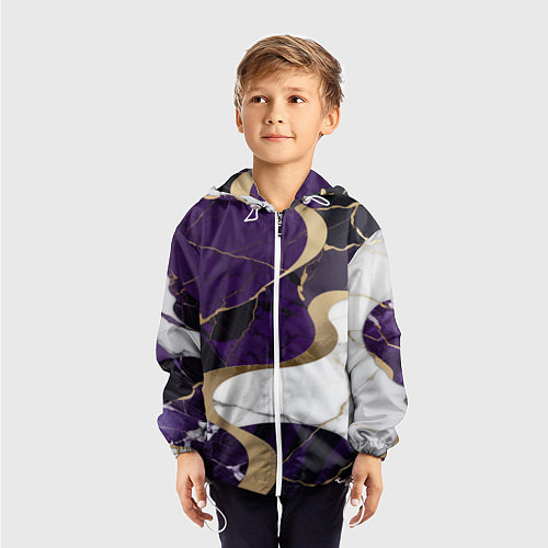 Детская ветровка Фиолетовый с белым и золотым / 3D-Белый – фото 3
