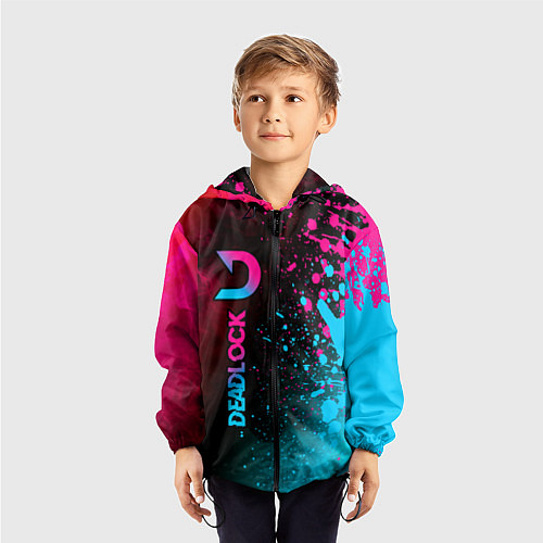 Детская ветровка Deadlock - neon gradient по-вертикали / 3D-Черный – фото 3