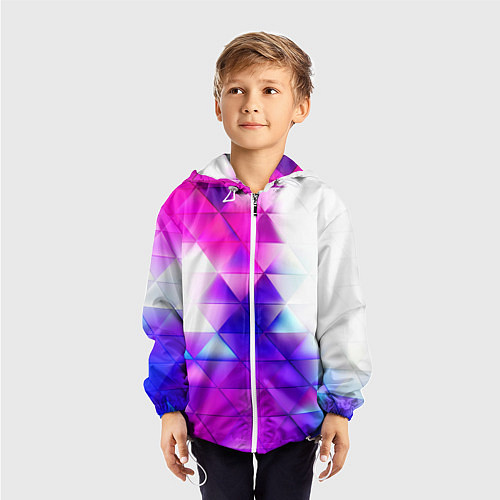 Детская ветровка Неоновые треугольники абстракция / 3D-Белый – фото 3
