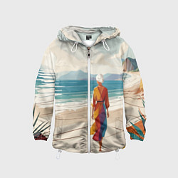 Детская ветровка Летний пейзаж с женщиной на пляже