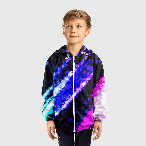 Детская ветровка Marshmello neon steel / 3D-Белый – фото 3