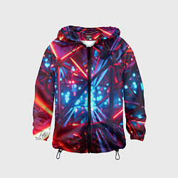 Ветровка с капюшоном детская Неоновые трубки, цвет: 3D-черный