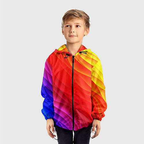 Детская ветровка Абстрактные волны текстура / 3D-Черный – фото 3