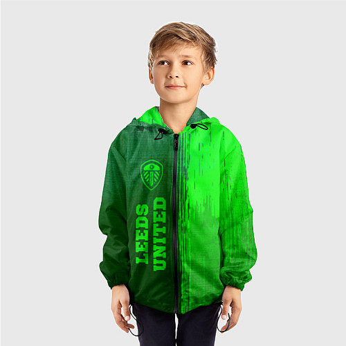 Детская ветровка Leeds United - green gradient по-вертикали / 3D-Черный – фото 3
