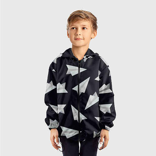 Детская ветровка Белый бумажный самолётик - Телеграм / 3D-Черный – фото 3