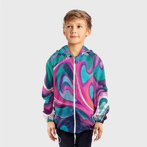Детская ветровка Эбру краска / 3D-Белый – фото 3