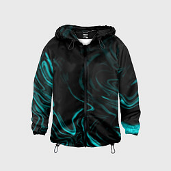Детская ветровка Чёрный с бирюзовыми разводами абстракция