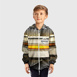 Ветровка с капюшоном детская Nissan sport avto metal, цвет: 3D-белый — фото 2