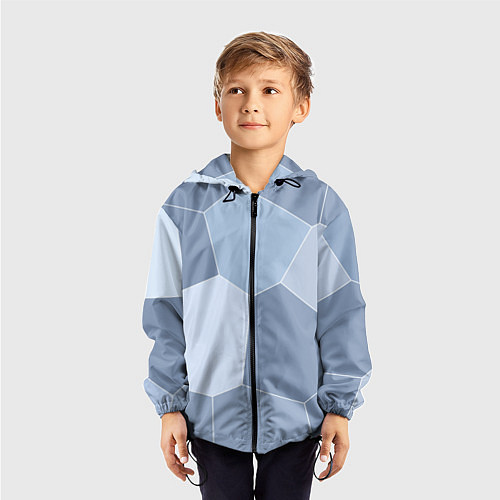 Детская ветровка Стальной голубой крупная мозаика / 3D-Черный – фото 3