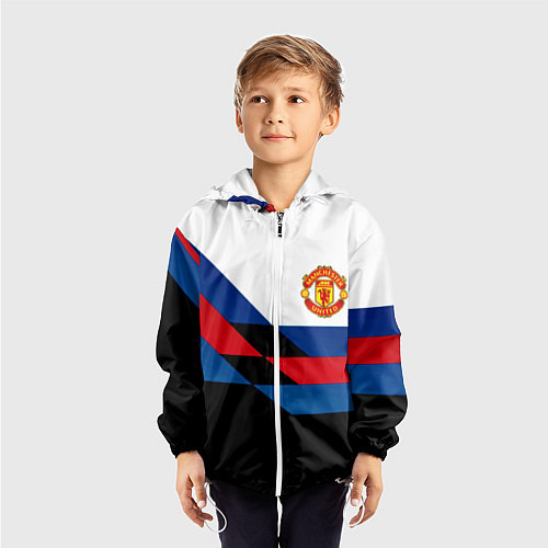 Детская ветровка Манчестер Юнайтед спорт текстура / 3D-Белый – фото 3