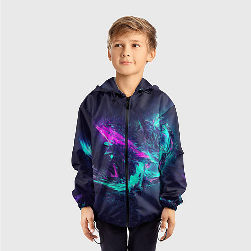 Детская ветровка Неоновые краски абстракция / 3D-Черный – фото 3