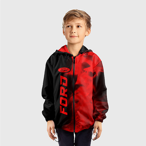 Детская ветровка Ford - red gradient по-вертикали / 3D-Черный – фото 3