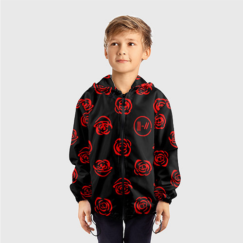 Детская ветровка Twenty one pilots rose pattern / 3D-Черный – фото 3