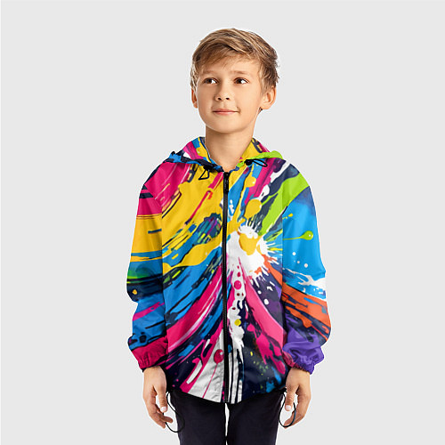 Детская ветровка Красочная абстракция - экспрессионизм / 3D-Черный – фото 3