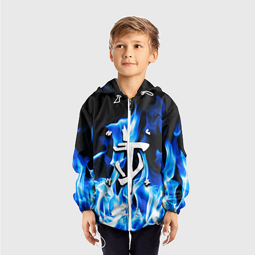 Детская ветровка Doom fire logo steel / 3D-Белый – фото 3