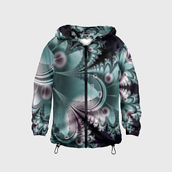 Ветровка с капюшоном детская Фракталы узорный стиль, цвет: 3D-черный