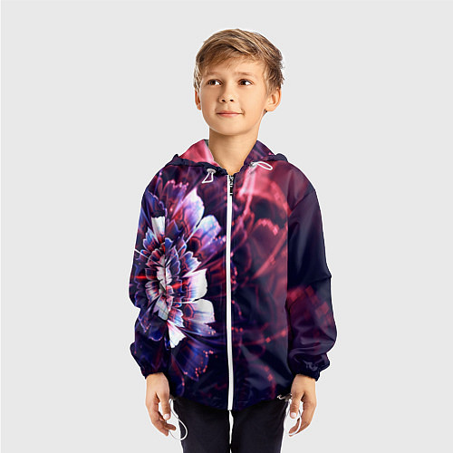 Детская ветровка Фрактальный цветок абстракция / 3D-Белый – фото 3