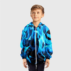 Ветровка с капюшоном детская Синий огонь текстура, цвет: 3D-белый — фото 2