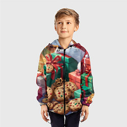 Ветровка с капюшоном детская Рождественские подарки, цвет: 3D-черный — фото 2
