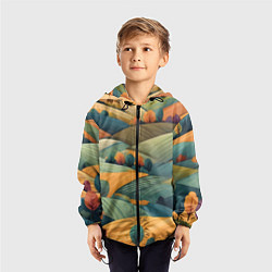 Ветровка с капюшоном детская Луга поля, цвет: 3D-черный — фото 2