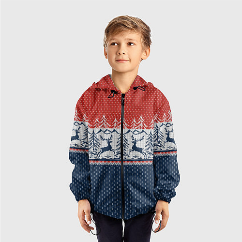 Детская ветровка Новогодний вязаный узор / 3D-Черный – фото 3