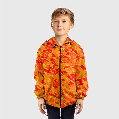 Детская ветровка Красные плитки на жёлтом фоне / 3D-Черный – фото 3
