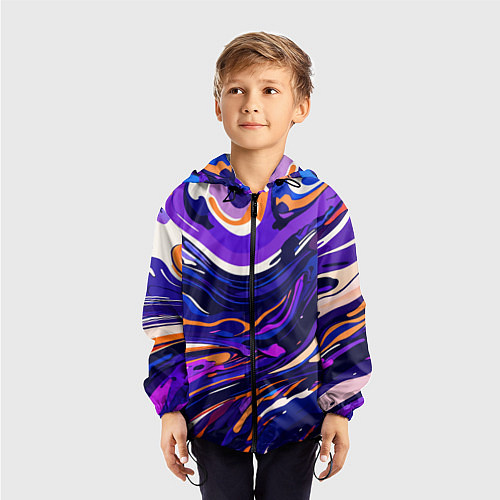 Детская ветровка Разноцветная абстракция разводов / 3D-Черный – фото 3