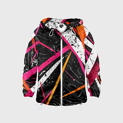 Ветровка с капюшоном детская Разноцветные праздничные линии, цвет: 3D-белый