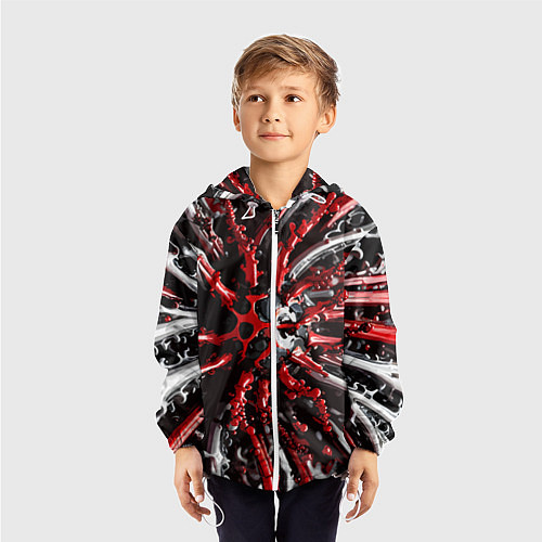 Детская ветровка Красно-белая инфекция / 3D-Белый – фото 3