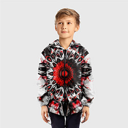 Ветровка с капюшоном детская Красная сюрреалистичная абстракция, цвет: 3D-черный — фото 2