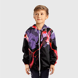 Ветровка с капюшоном детская Красный разлом в камне, цвет: 3D-белый — фото 2