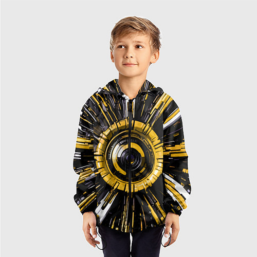Детская ветровка Чёрно-жёлтая сфера киберпанк / 3D-Черный – фото 3