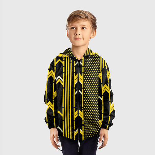 Детская ветровка Жёлтые обои на чёрном фоне / 3D-Черный – фото 3