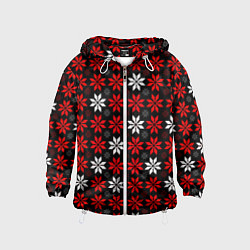 Детская ветровка Red and white stars on a black background