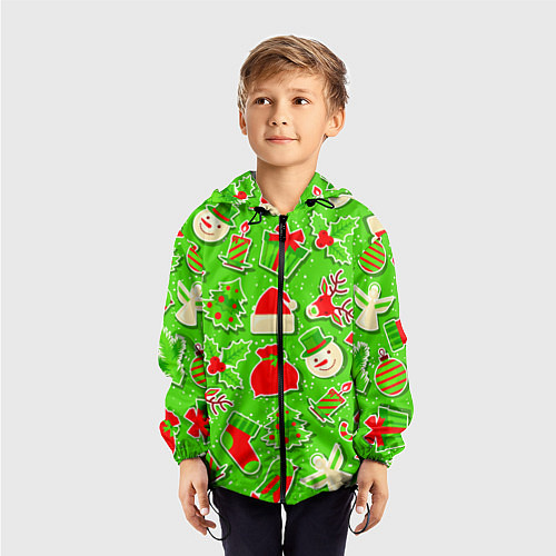Детская ветровка Новогоднее настроение паттерн / 3D-Черный – фото 3