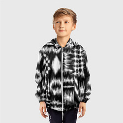 Ветровка с капюшоном детская Штриховка - геометрическая абстракция, цвет: 3D-белый — фото 2