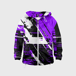Детская ветровка Diagonal black and white stripes on a purple backg