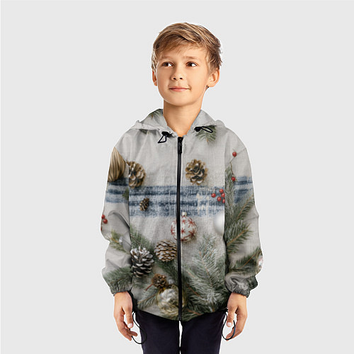 Детская ветровка Новогодние украшения / 3D-Черный – фото 3