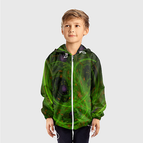 Детская ветровка Зелёный дым абстракция / 3D-Белый – фото 3