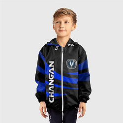 Ветровка с капюшоном детская Чанган - синяя волна, цвет: 3D-белый — фото 2