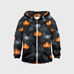 Ветровка с капюшоном детская Черные уточки, цвет: 3D-белый