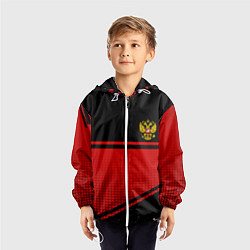 Ветровка с капюшоном детская Россия герб геометрия, цвет: 3D-белый — фото 2