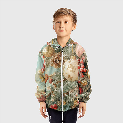 Детская ветровка Елочные новогодние игрушки / 3D-Белый – фото 3