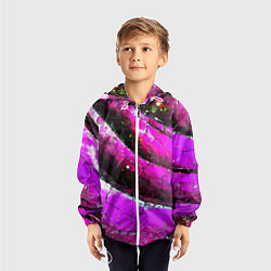 Ветровка с капюшоном детская Розовая волнистая абстракция, цвет: 3D-белый — фото 2