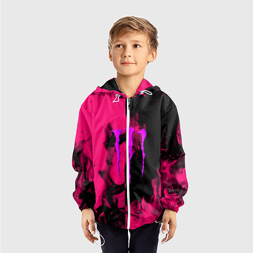 Детская ветровка Monster energy fire pink / 3D-Белый – фото 3