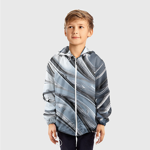 Детская ветровка Полированный металл серебряный / 3D-Белый – фото 3